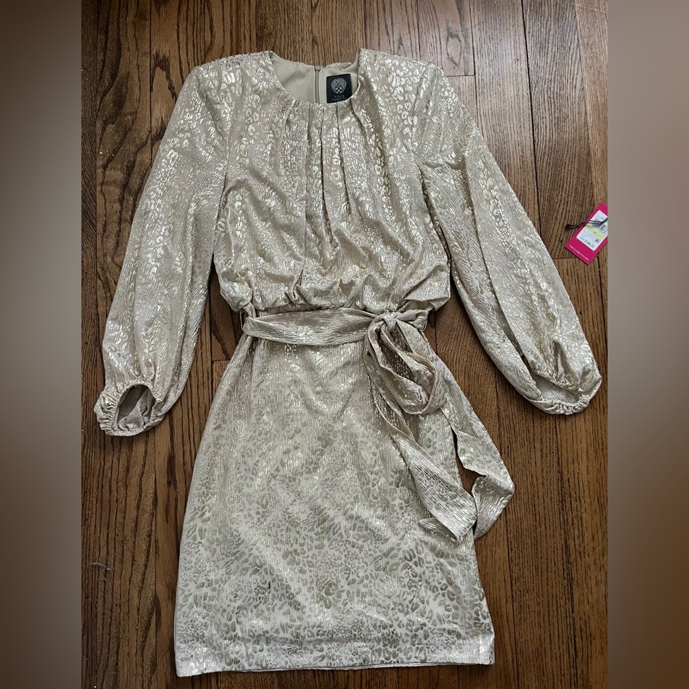 Vince Camuto Animal Print Gold Shimmer Dress ~ Size 4